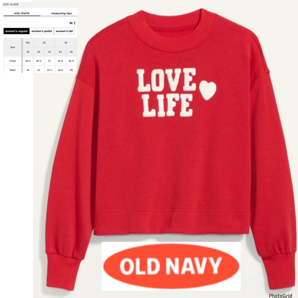 Old Navy XXL plus size red love life long sleeve sweater NWT